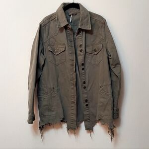 Free People Woman's Moonchild Military Style Denim Shacket Size Small
